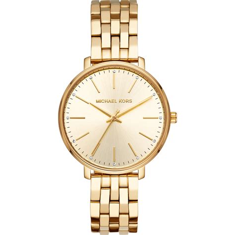 michael kors pyper gold-tone and leather watch|mk3898.